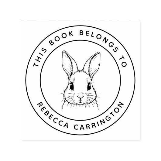 カスタムかわいいウサギこの本は子どもの名前だ セルフインキングスタンプ (デザイン)