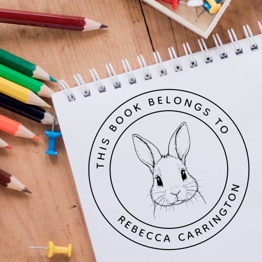 カスタムかわいいウサギこの本は子どもの名前だ ラバースタンプ