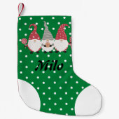 カスタムかわいいサンタグリーン白いドットクリスマスギフトボーイ スモールクリスマスストッキング (正面)