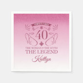 カスタムかわいいハッピーバースデー40歳 スタンダードカクテルナプキン (正面)