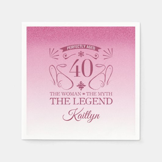 カスタムかわいいハッピーバースデー40歳 スタンダードカクテルナプキン (正面)