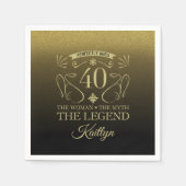カスタムかわいいハッピーバースデー40歳 スタンダードカクテルナプキン (正面)
