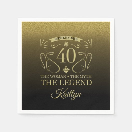 カスタムかわいいハッピーバースデー40歳 スタンダードカクテルナプキン (正面)
