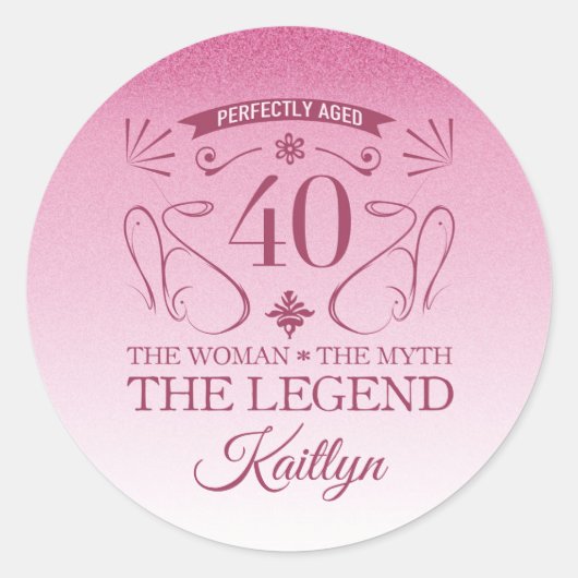 カスタムかわいいハッピーバースデー40歳 ラウンドシール (正面)