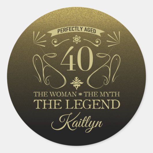 カスタムかわいいハッピーバースデー40歳 ラウンドシール (正面)