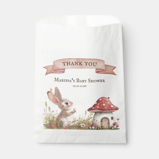 カスタムかわいいバニー赤ちゃんシャワーありがとうバッグ フェイバーバッグ (正面)