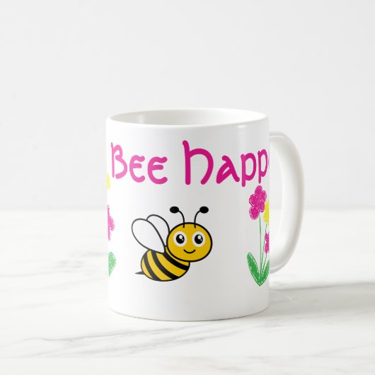 カスタムかわいいビー幸せ コーヒーマグカップ (正面右)