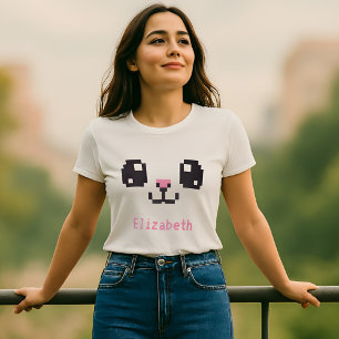 カスタムかわいいピクセルバニーTシャツ トライブレンドTシャツ