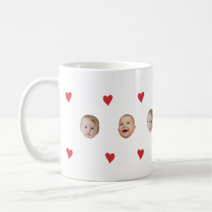 カスタムかわいいベビー顔2枚の写真マグカップ コーヒーマグカップ