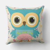 カスタムかわいい動物フクロウヴィンテージ子供部屋 クッション (裏面)