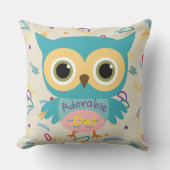 カスタムかわいい動物フクロウヴィンテージ子供部屋 クッション (正面)