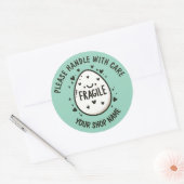 カスタムかわいい卵割れステッカー ラウンドシール (封筒)