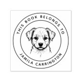 カスタムかわいい子犬この本は子供の名前に属している セルフインキングスタンプ (デザイン)