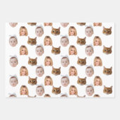 カスタムかわいい家族顔3枚 ラッピングペーパーシート (正面)