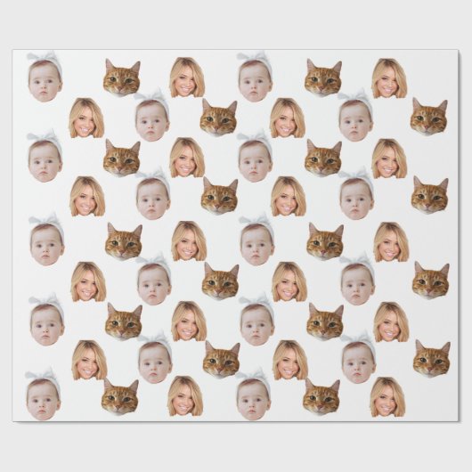 カスタムかわいい家族顔3枚 ラッピングペーパー (フラット)