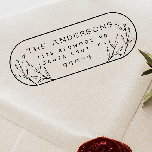 カスタムかわいい植物枠ファミリー差出人住所 ラバースタンプ