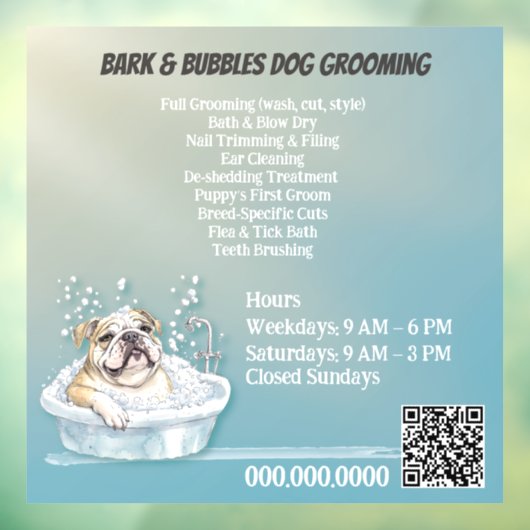 カスタムかわいい犬のペットグルーミング ウィンドウサイン (シート3)