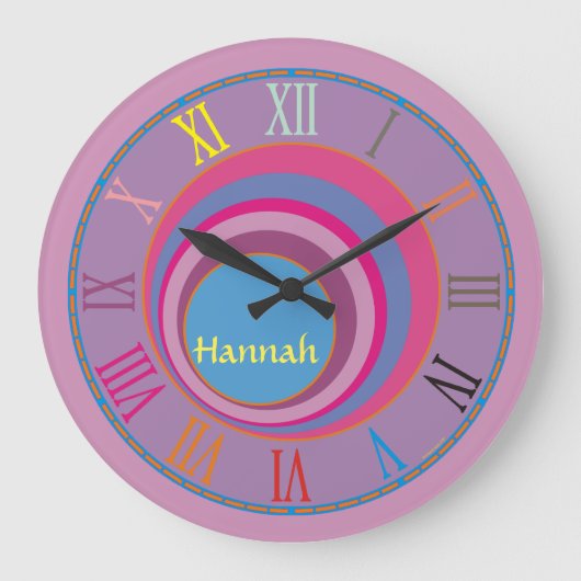 カスタムかわいらしガーリー回り回りトルネードかわいいアート ラージ壁時計 (正面)