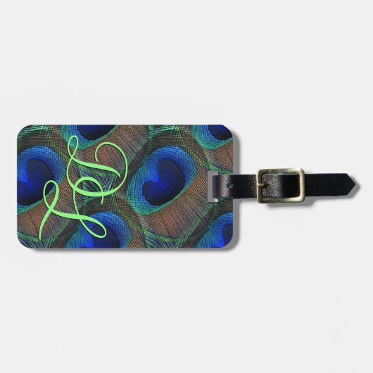 カスタムかわいらしスタイリッシュ孔雀の羽模様 ラゲッジタグ (正面横)