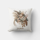 カスタムかわいらし水カラーボホベージュフローラ クッション (正面)