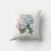 カスタムかわいらし水彩紫陽花フローラ クッション (裏面)