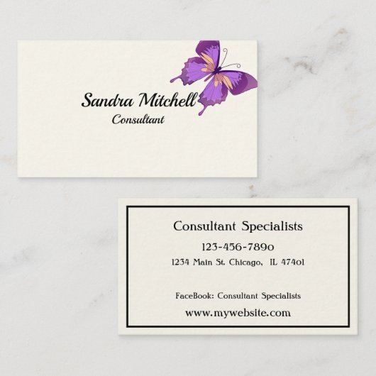 カスタムかわいらし蝶の名刺 名刺 (正面/裏面)