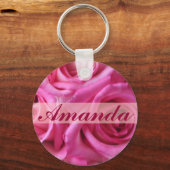 カスタムかわいらしPink Rosesの名前、イニシャルKeychain キーホルダー (正面)