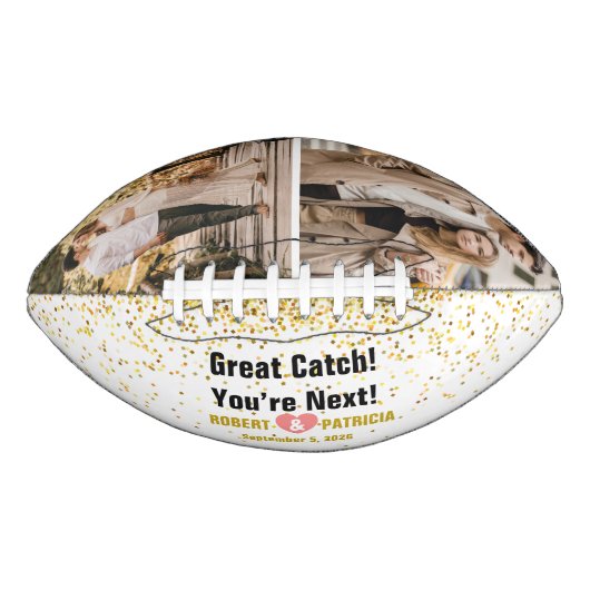 カスタムが次の夫婦の名前と写真を捕まえる アメリカンフットボール (正面)