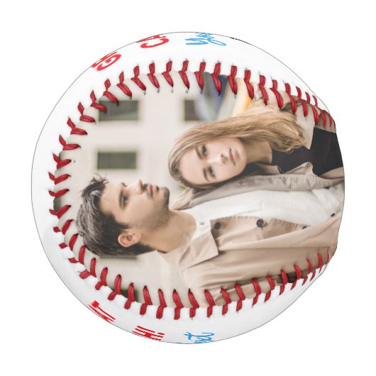 カスタムが次の夫婦の名前と写真を捕まえる 野球ボール (正面左)