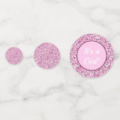 カスタムきらめくフェイクハッピーバースデーピンクグリッター コンフェッティ (裏面)