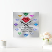 カスタムご注文の誕生石時計、任意の大事な行事 スクエア壁時計 (ホーム)