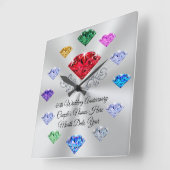 カスタムご注文の誕生石時計、任意の大事な行事 スクエア壁時計 (傾斜)