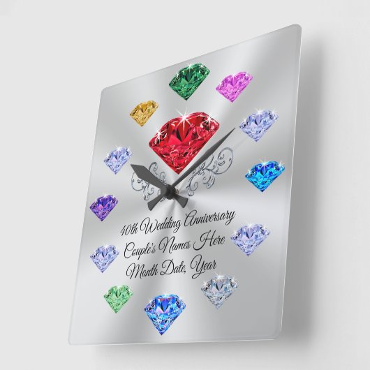 カスタムご注文の誕生石時計、任意の大事な行事 スクエア壁時計 (傾斜)