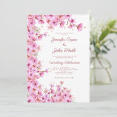 カスタムさくらんぼブロッサム桜ピンクフローラ結婚ズ 招待状 (スタンド正面)