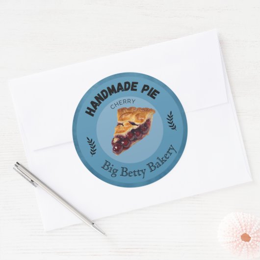 カスタムさくらんぼ円ラベル | ベーカリーパーソナライズされたパック ラウンドシール (封筒)