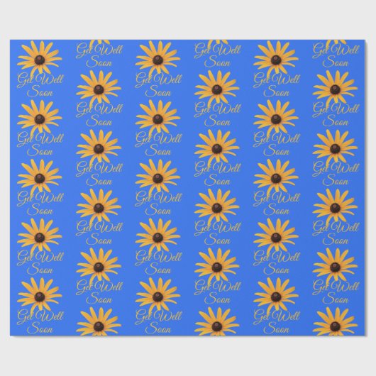 カスタムすぐ元気に青の黄色い花王室の色 ラッピングペーパー (フラット)