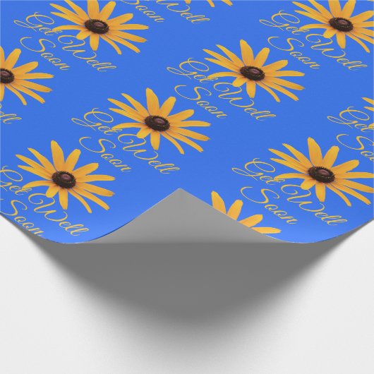 カスタムすぐ元気に青の黄色い花王室の色 ラッピングペーパー (角)