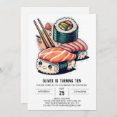 カスタムすしナイト誕生日 招待状 (正面/裏面)