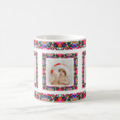 カスタムすてきクリスマス模様フォト写真茶 コーヒーマグカップ (中央)