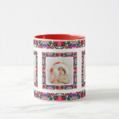 カスタムすてきクリスマス模様フォト写真茶 マグカップ (中央)