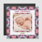 カスタムすてきクリスマス・ピンク写真磁気カード (正面/裏面)