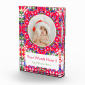 カスタムすてきレッドグリーンブルークリスマスデコールギフト フォトブロック (右)