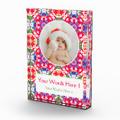 カスタムすてきレッドグリーンブルークリスマスデコールギフト フォトブロック (右)