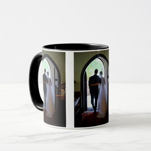 カスタムたった今結婚しましたカップル離れ教会 マグカップ (正面左)