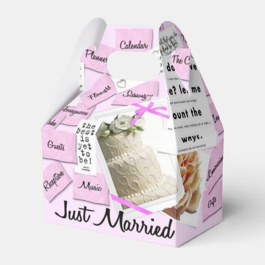カスタムたった今結婚しました結婚式の引き出物ボックス フェイバーボックス (正面サイド)