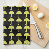 カスタムでおもしろいで黄色い傘パターンタオル キッチンタオル (四つ折り)