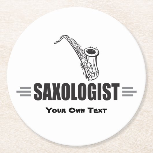 カスタムでおもしろいなサクソフォーン ラウンドペーパーコースター (正面)