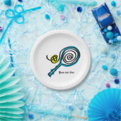カスタムでかわいいテニスラケットの誕生会のプレート ペーパープレート (パーティー)