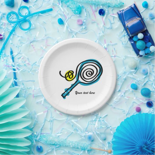 カスタムでかわいいテニスラケットの誕生会のプレート ペーパープレート (パーティー)