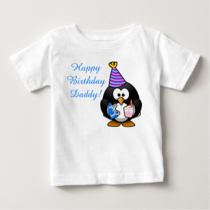 カスタムでかわいいハッピーバースデーのお父さんのベビーのペンギン ベビーTシャツ